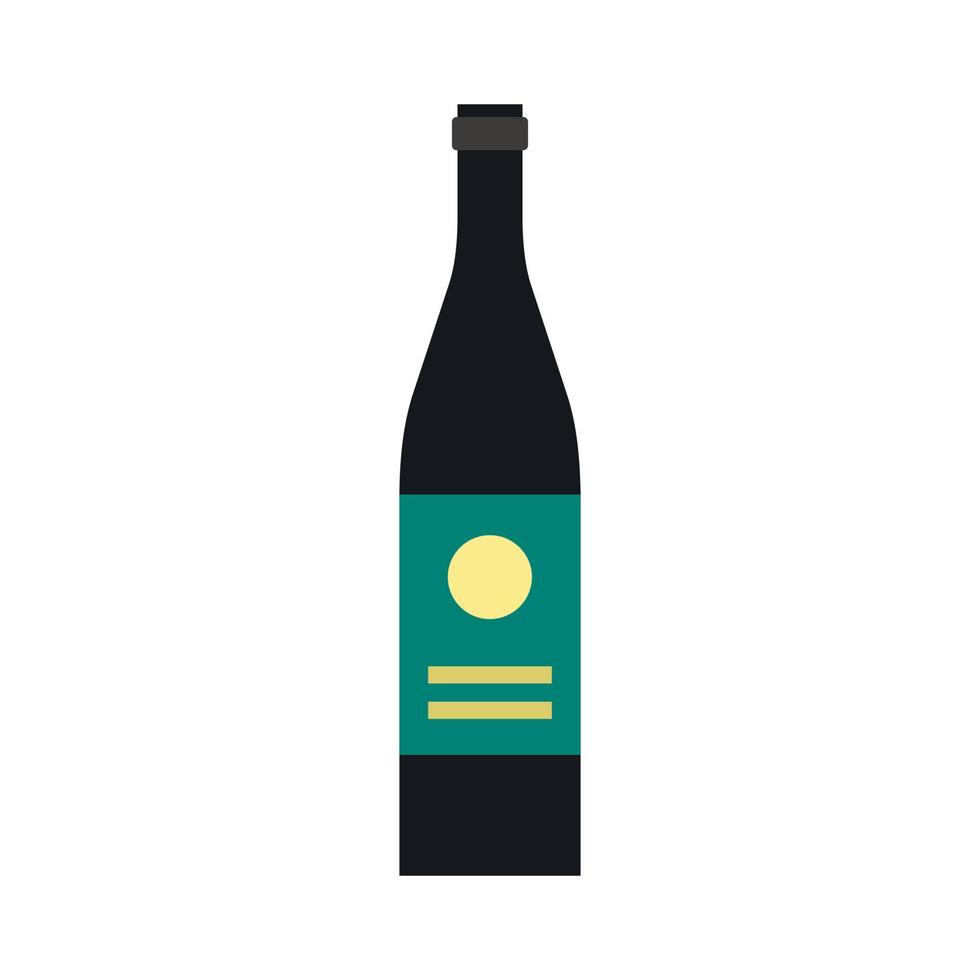 Wine bottle icon, flat style vector