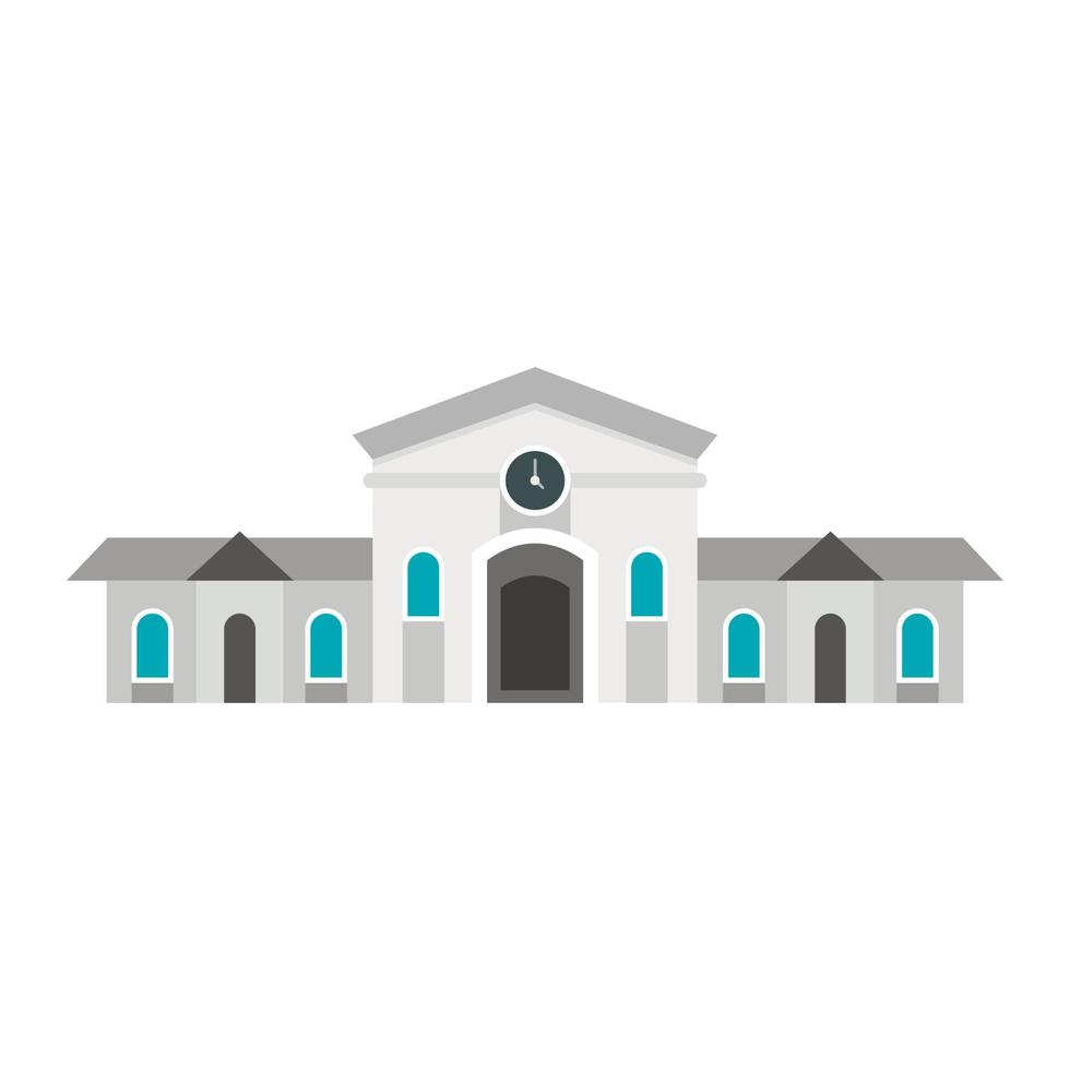 Railway station building icon, flat style vector