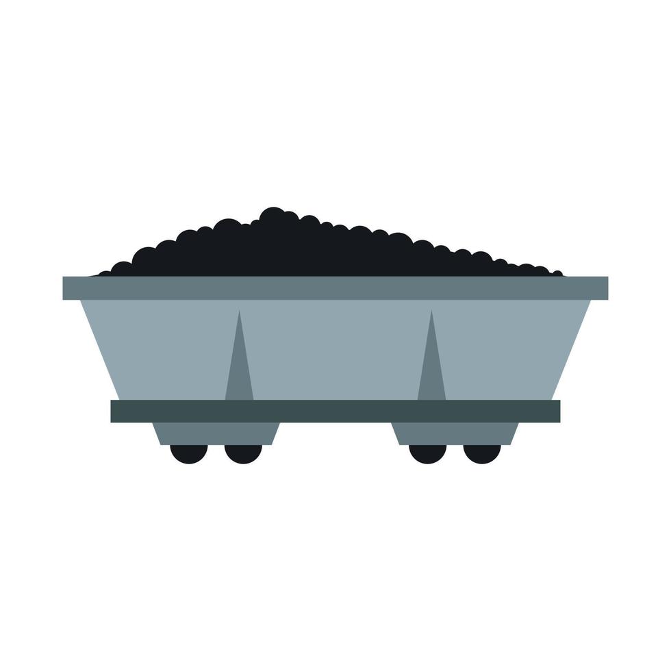 icono de carro de carbón, estilo plano vector