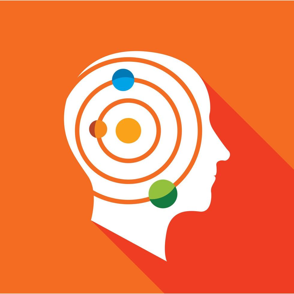 Science brain icon, flat style vector