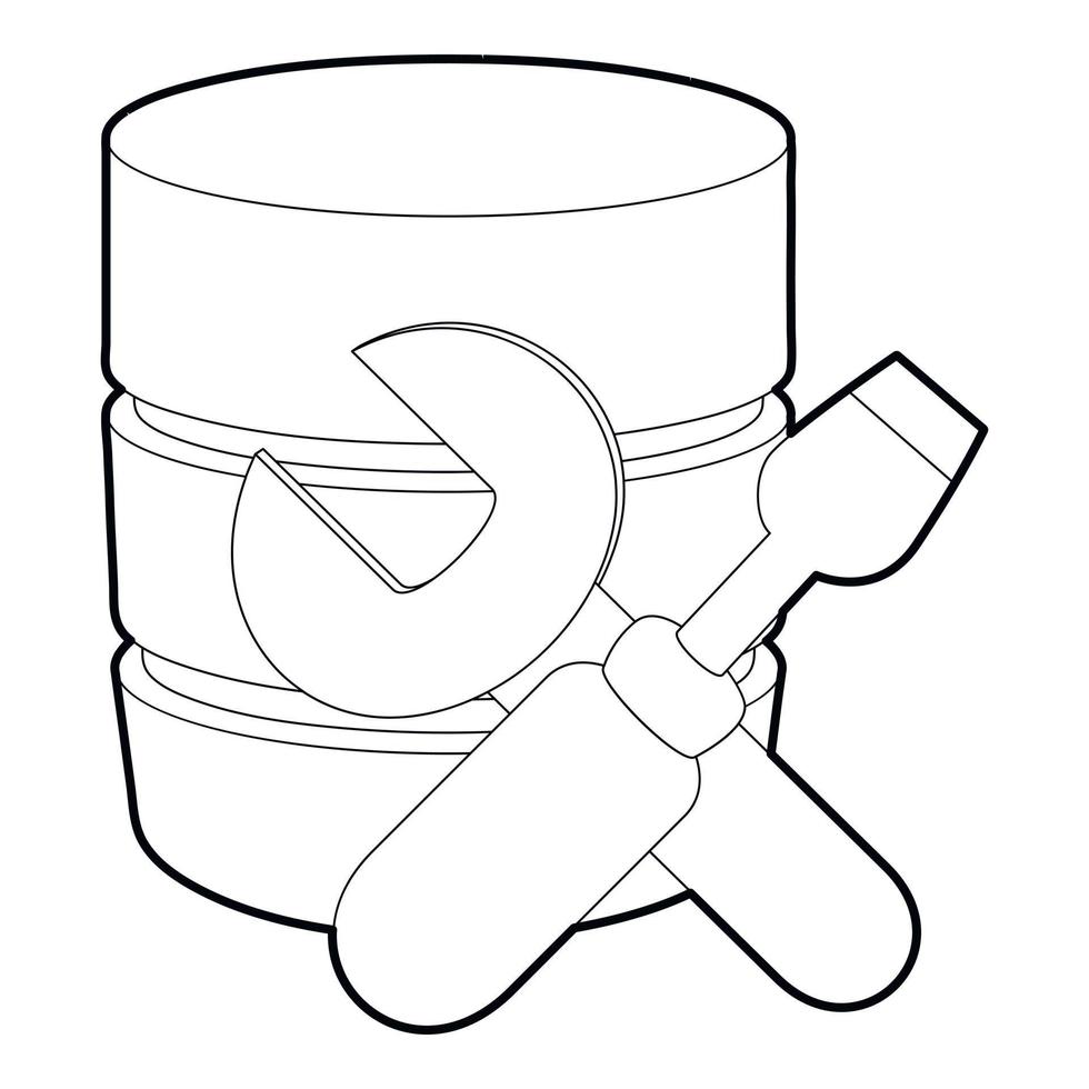 Repairing database icon, outline style vector