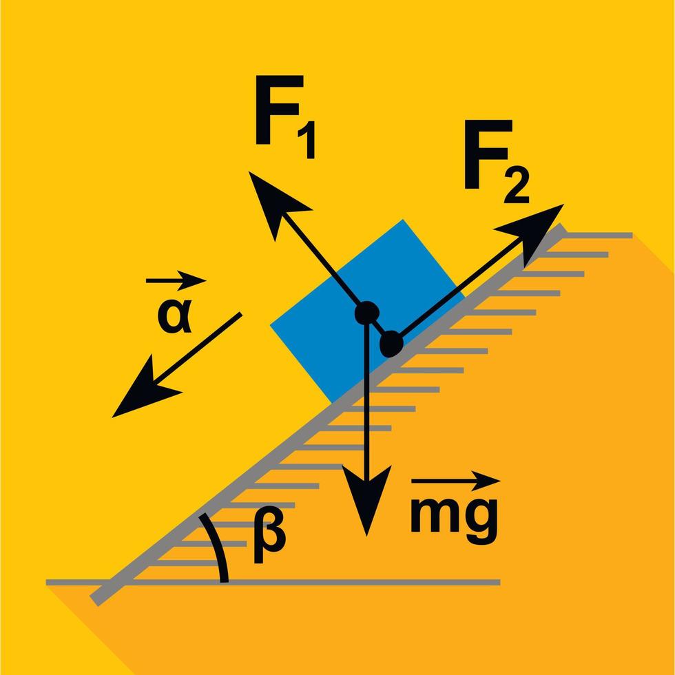 icono de esquema de física, estilo plano vector