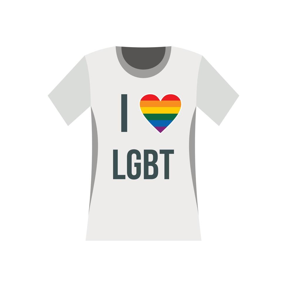 T-shirt i love LGBT icon, flat style vector