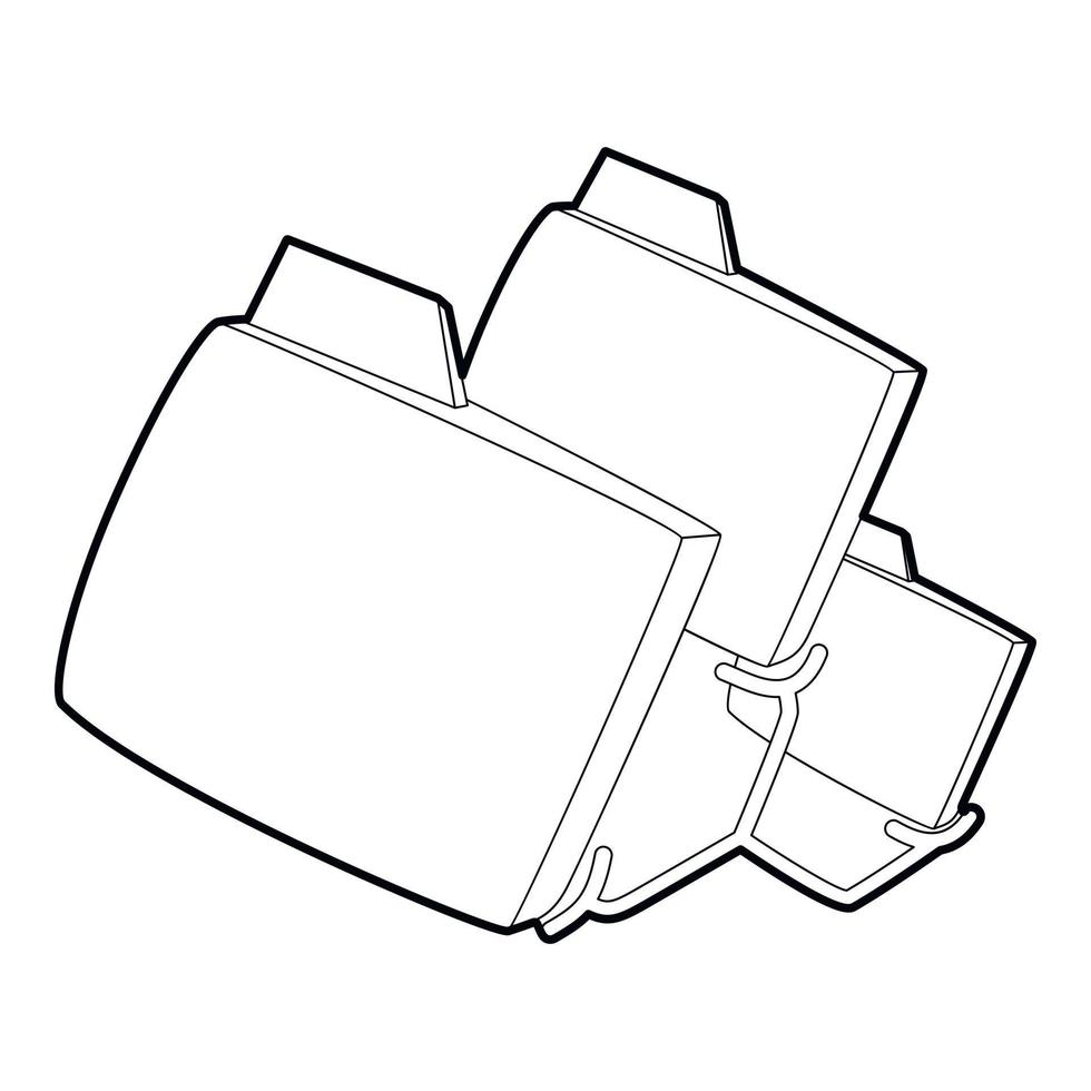 Folded database icon, outline style vector
