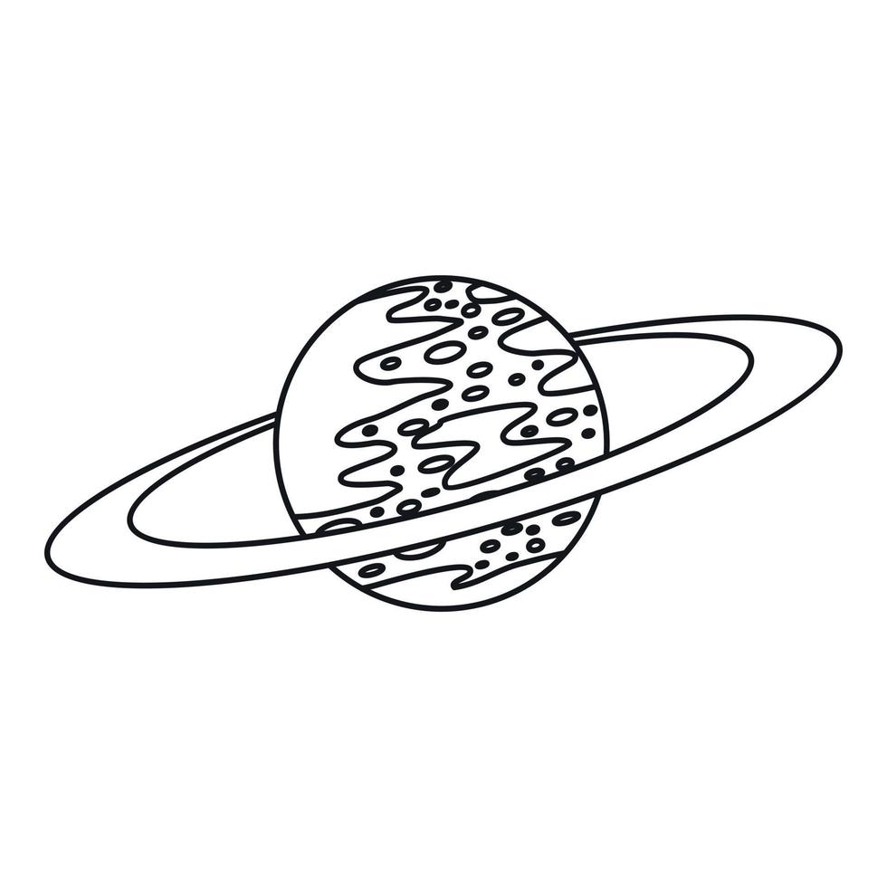 Saturn icon, outline style vector