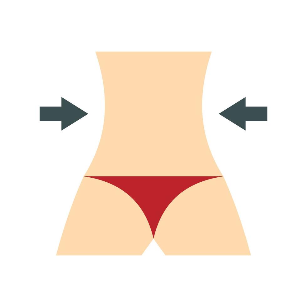 icono de cuerpo delgado de mujer, estilo plano vector