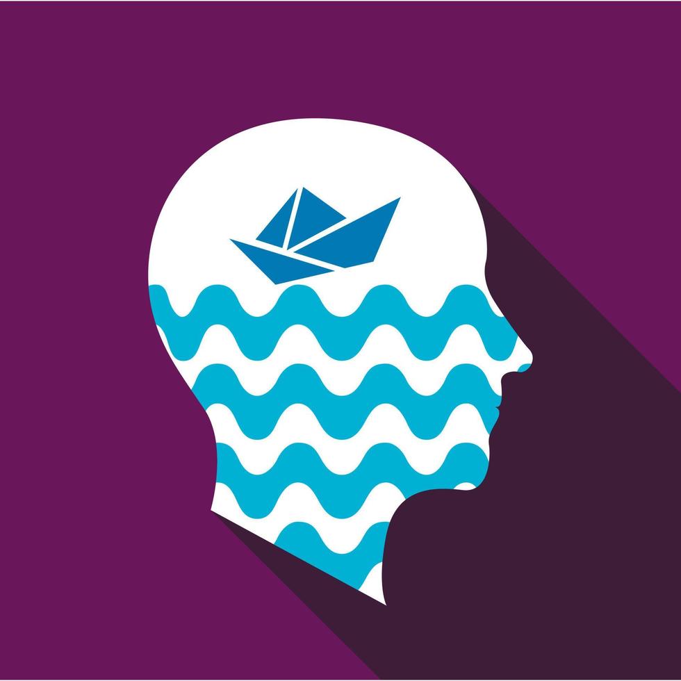 Dreaming brain icon, flat style vector