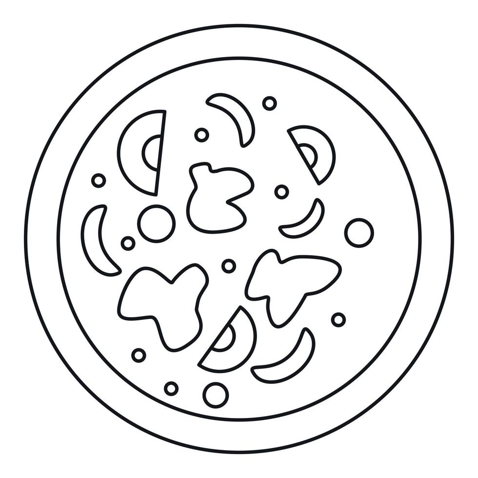 icono de plato caliente asiático, estilo de contorno vector