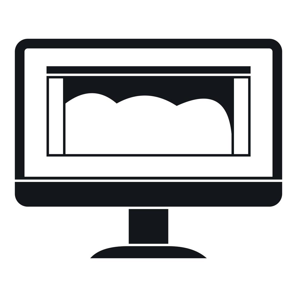 Drawing monitor icon, simple style vector
