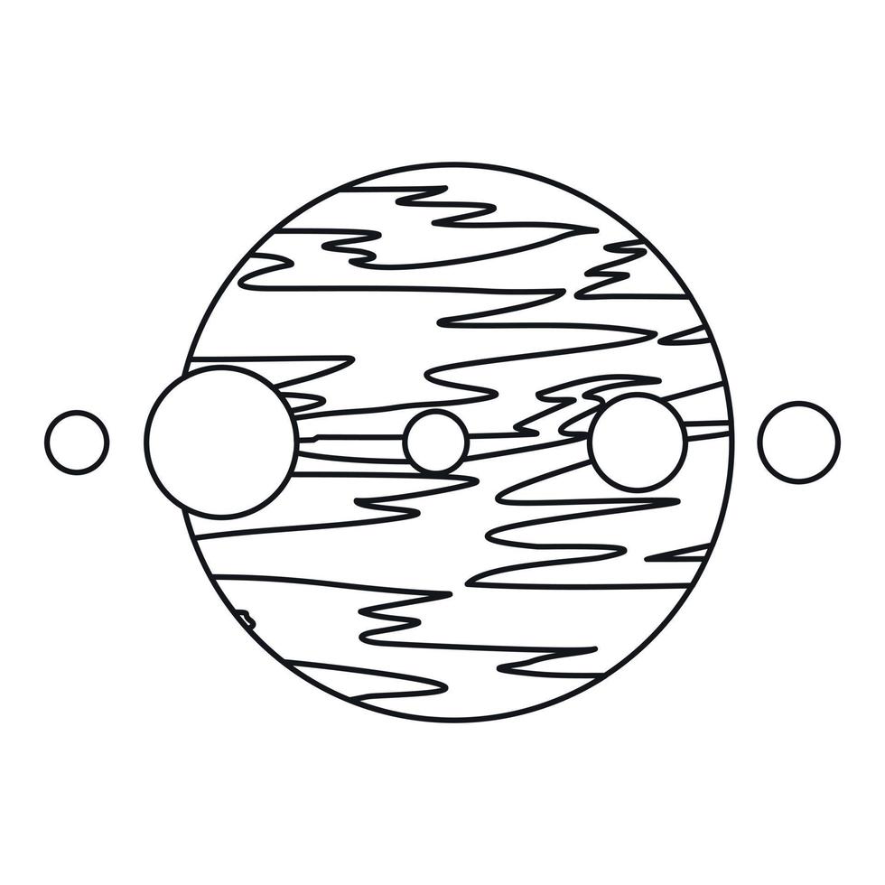 icono de planeta y lunas, estilo de contorno vector