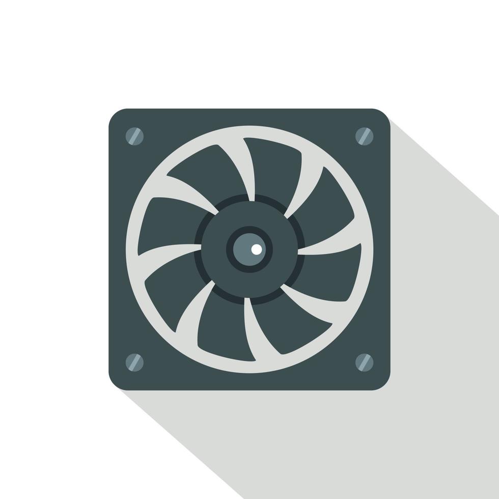 icono del ventilador de la fuente de alimentación de la computadora, estilo plano vector