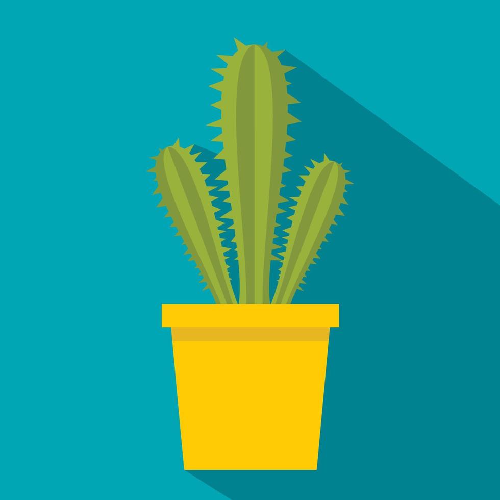 Potted cactus icon, flat style vector