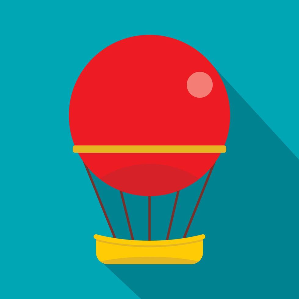 Red aerostat balloon icon, flat style vector