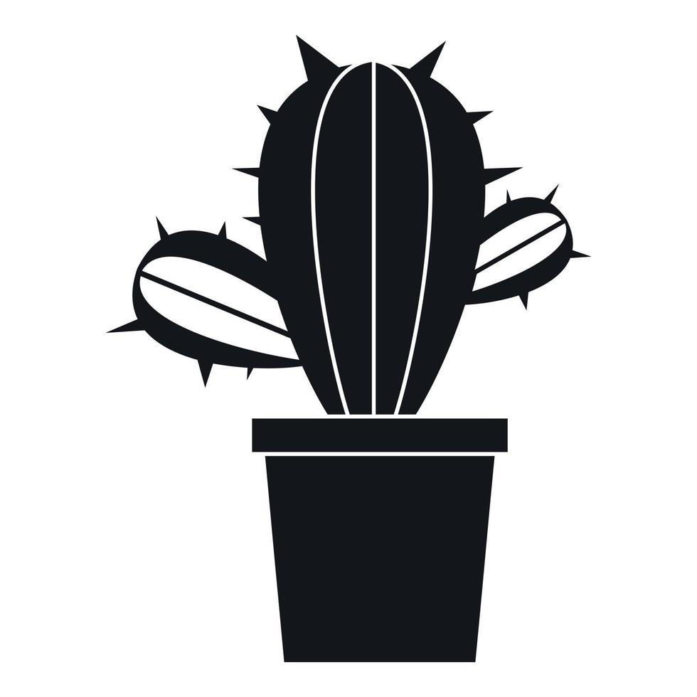Cactus houseplants in pot icon, simple style vector