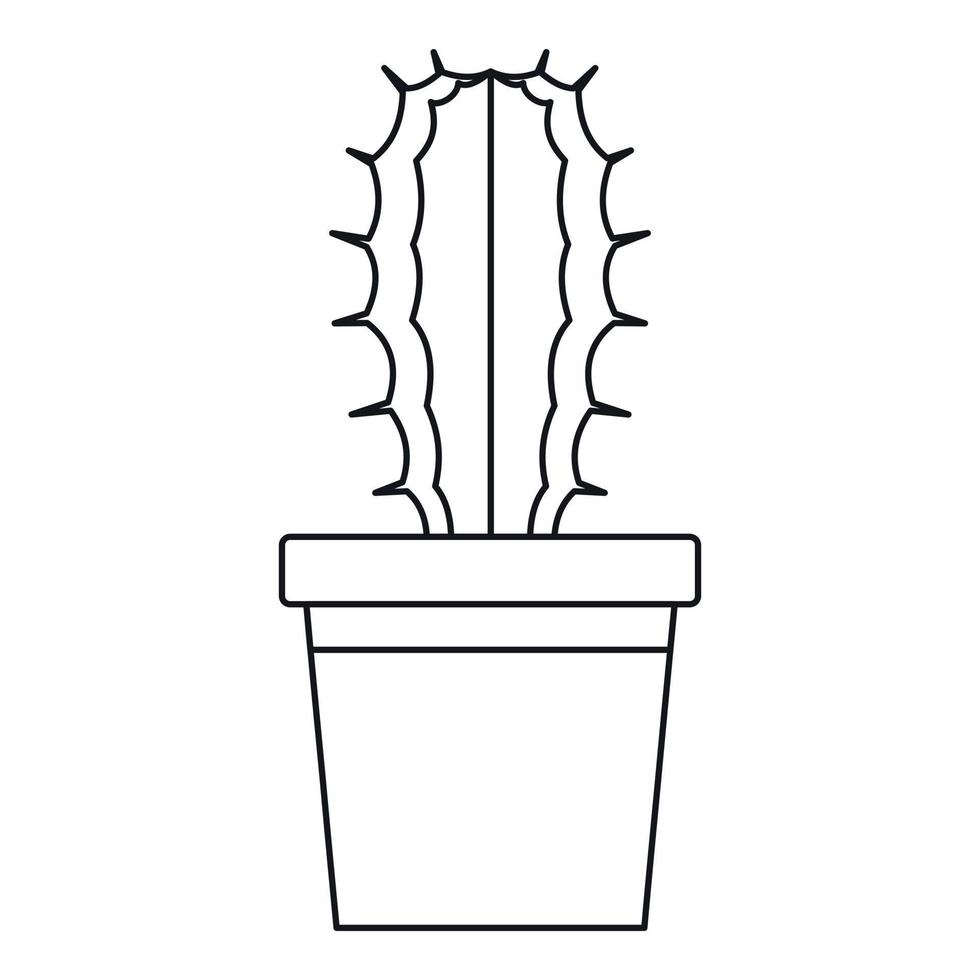 Cactaceae cactus in a pot icon, outline style vector
