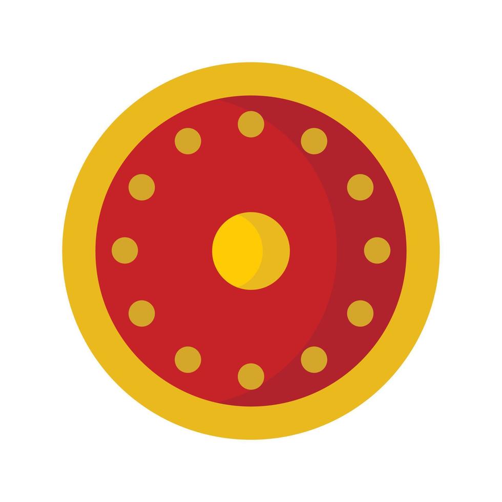 Round military shield icon, flat style vector