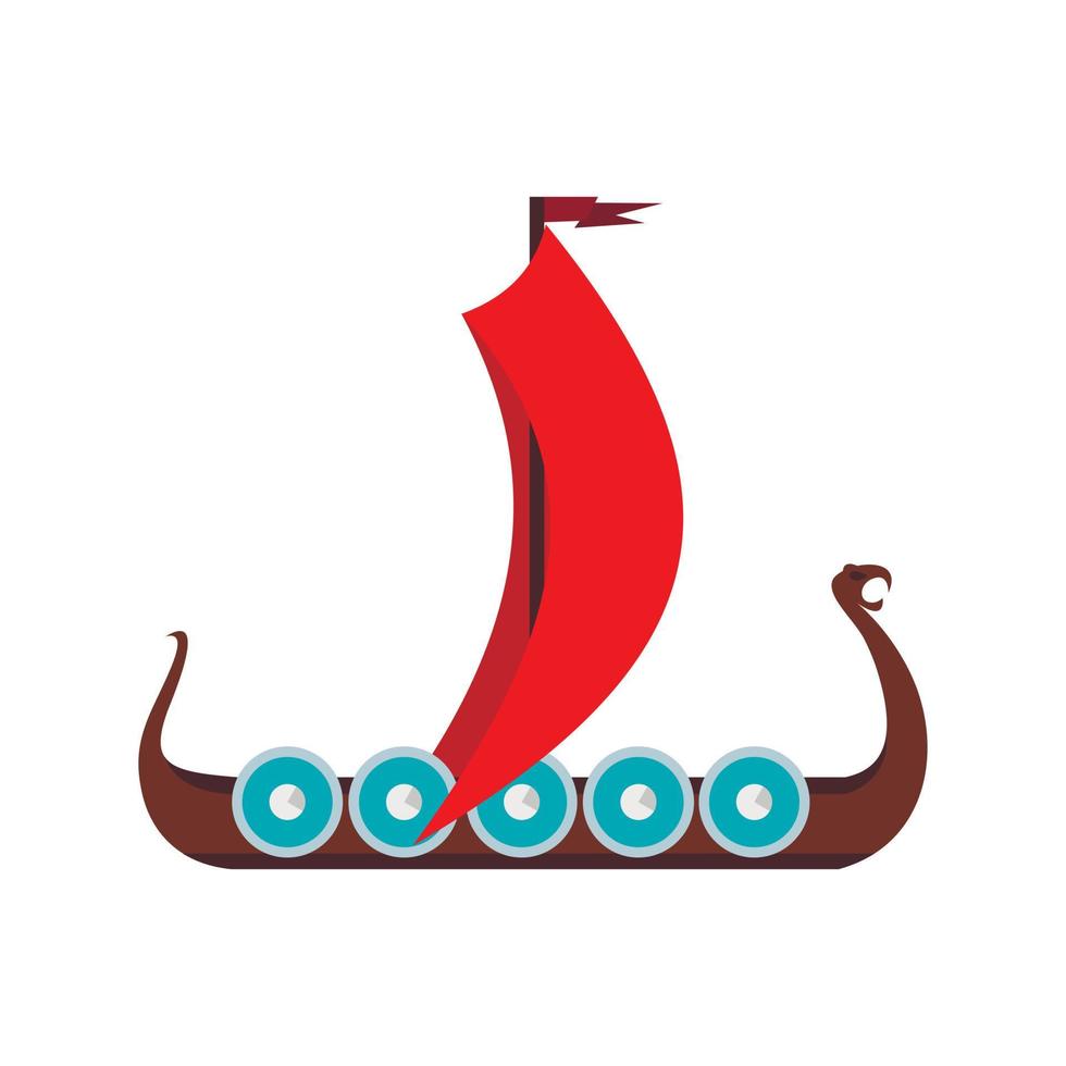 icono de barco medieval, estilo plano vector