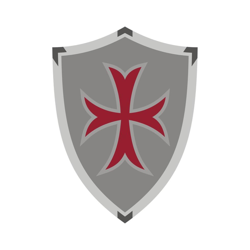 Protective shield icon, flat style vector