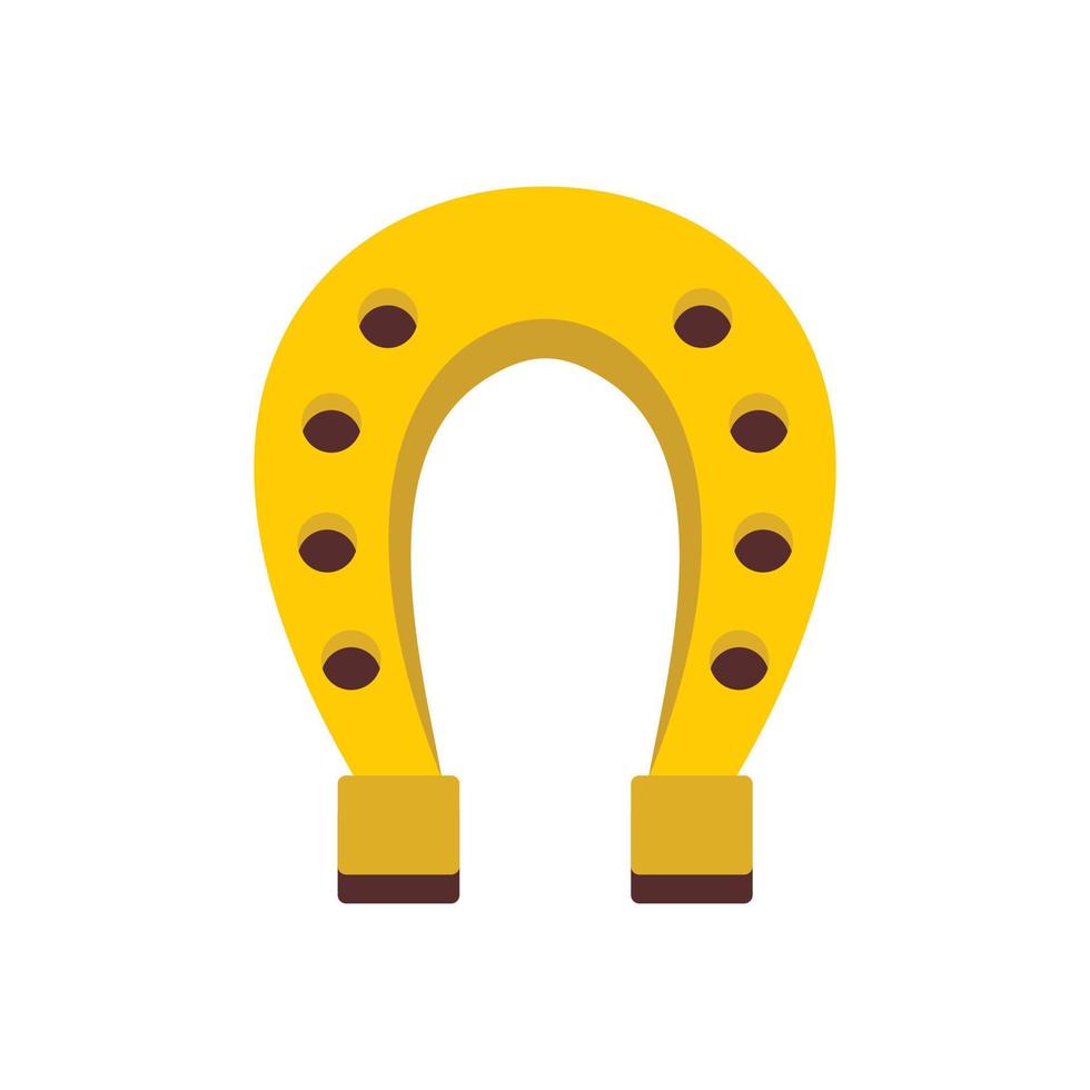 Golden horseshoe icon, flat style vector