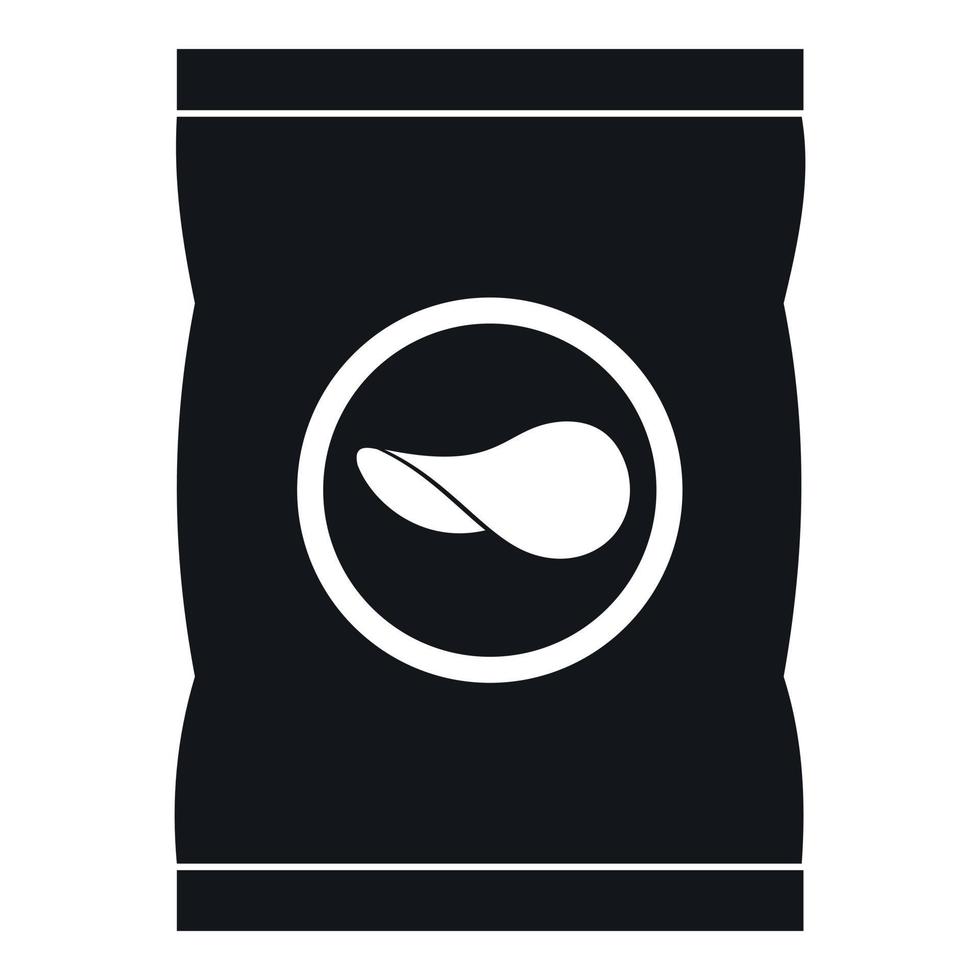 Chips plastic bag icon, simple style vector