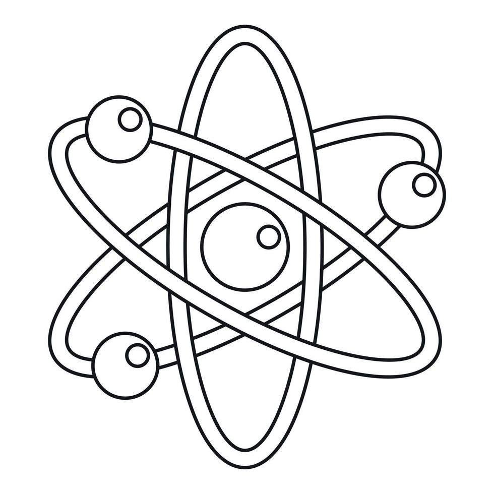 Atom icon, outline style vector