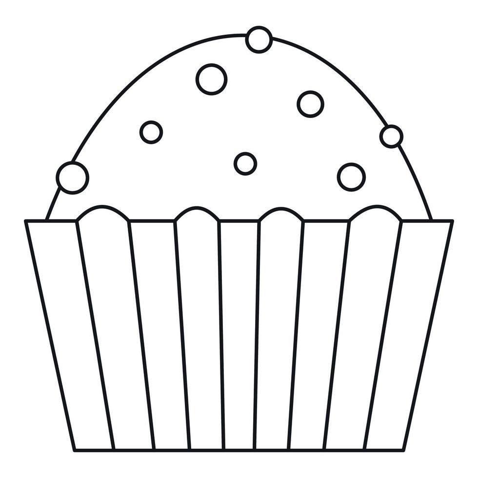 Muffin cake icon, outline style vector