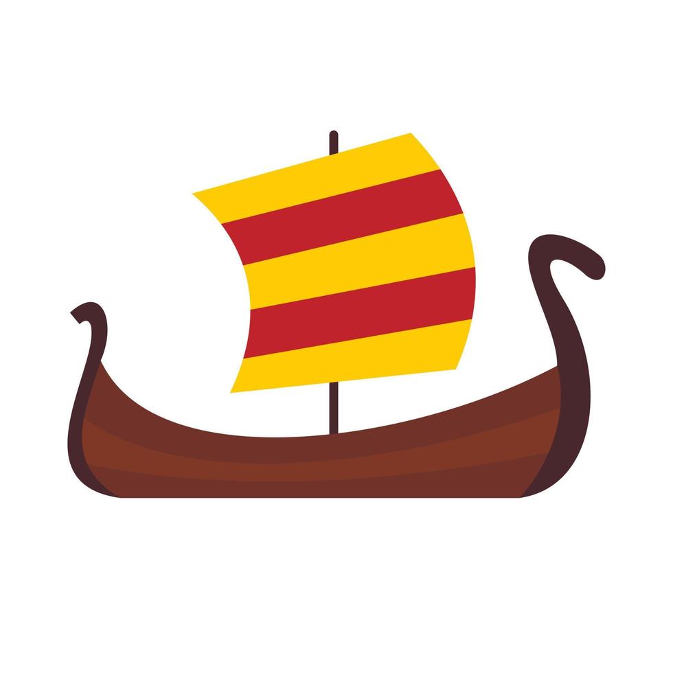 icono de barco medieval, estilo plano vector