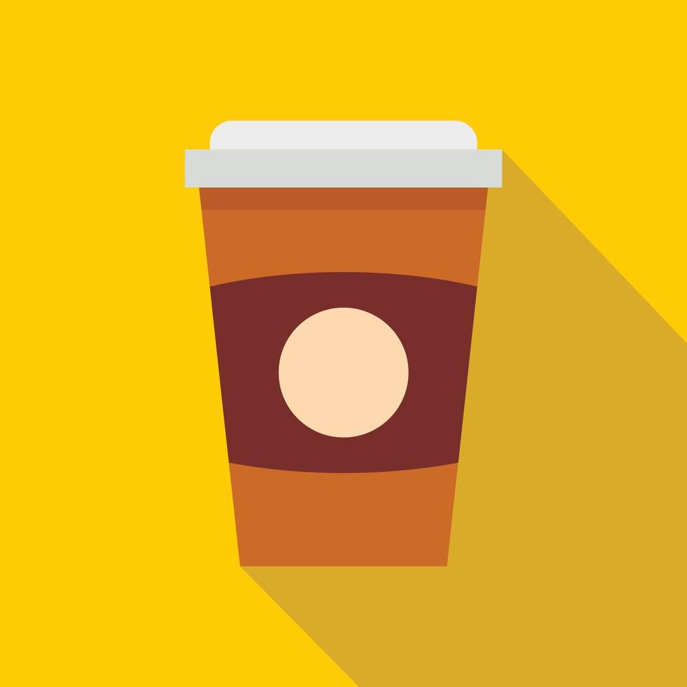 Brown paper coffee cup icon, flat style vector