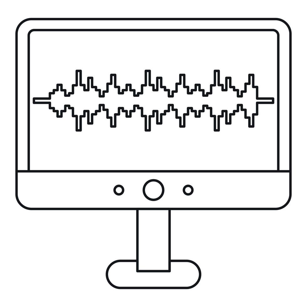 ondas de sonido en un icono de monitor de computadora vector