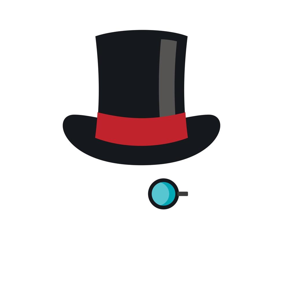 Hat with monocle icon, flat style vector