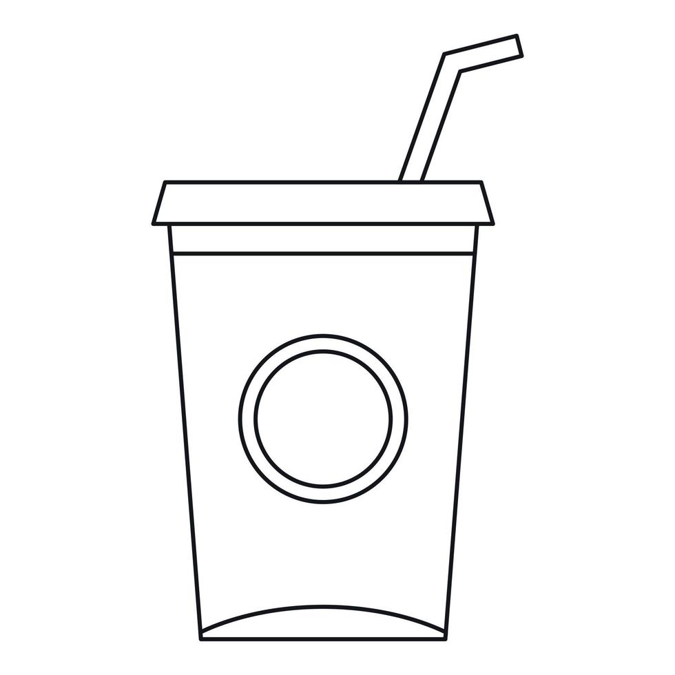 Soft drink cup with straw icon, outline style vector