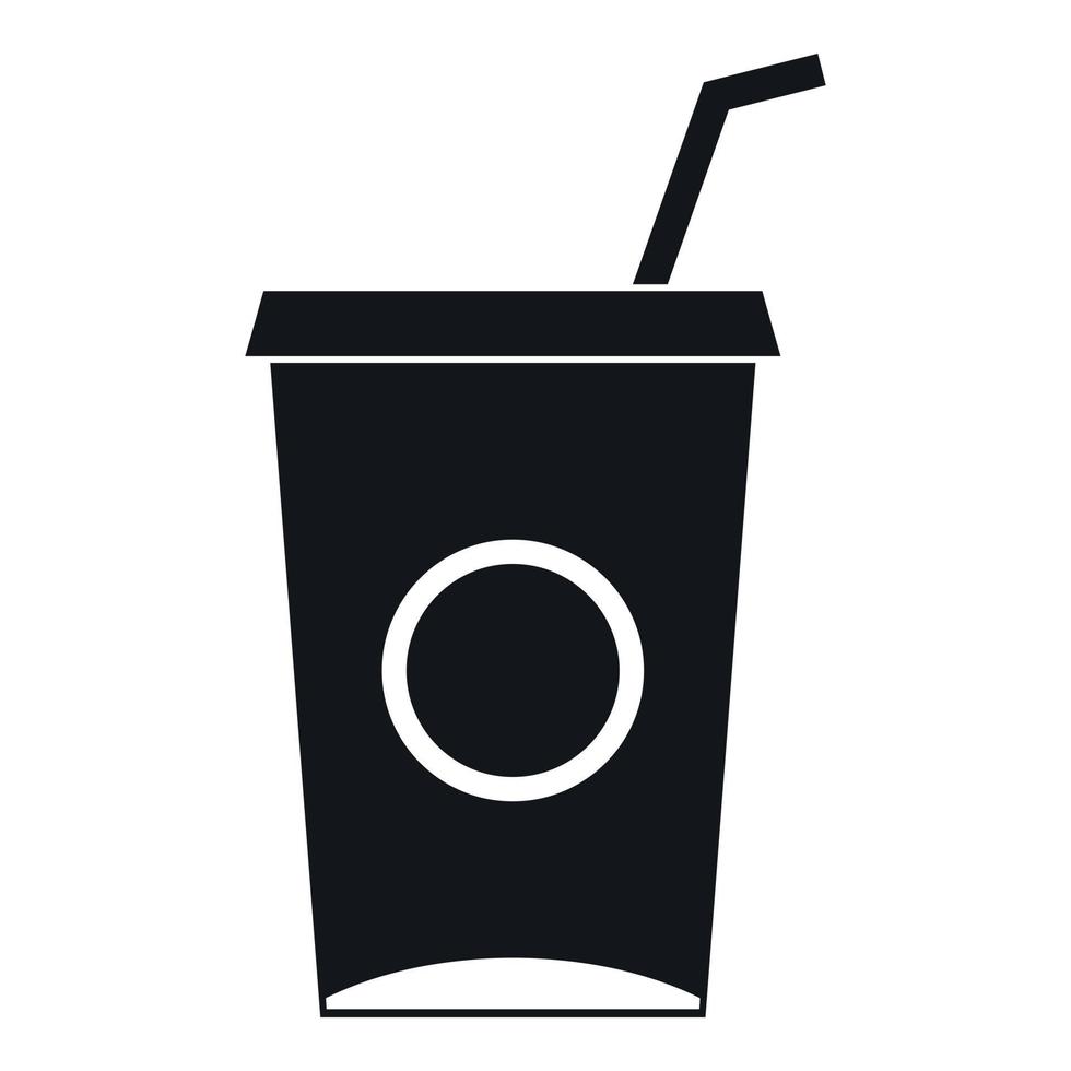 Soft drink in paper cup icon, simple style vector