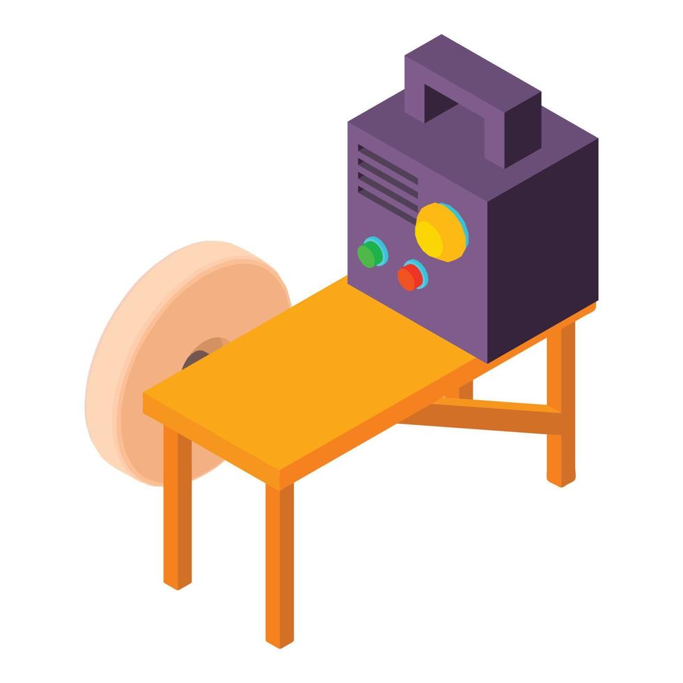 Workshop equipment icon isometric vector. Round grindstone welding machine icon vector