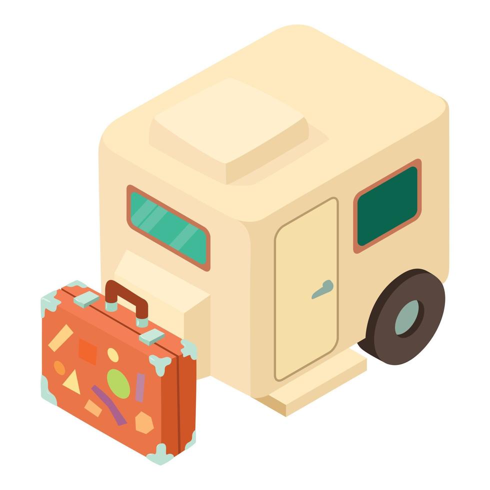 Camping tourism icon isometric vector. Travel trailer camping traveler suitcase vector