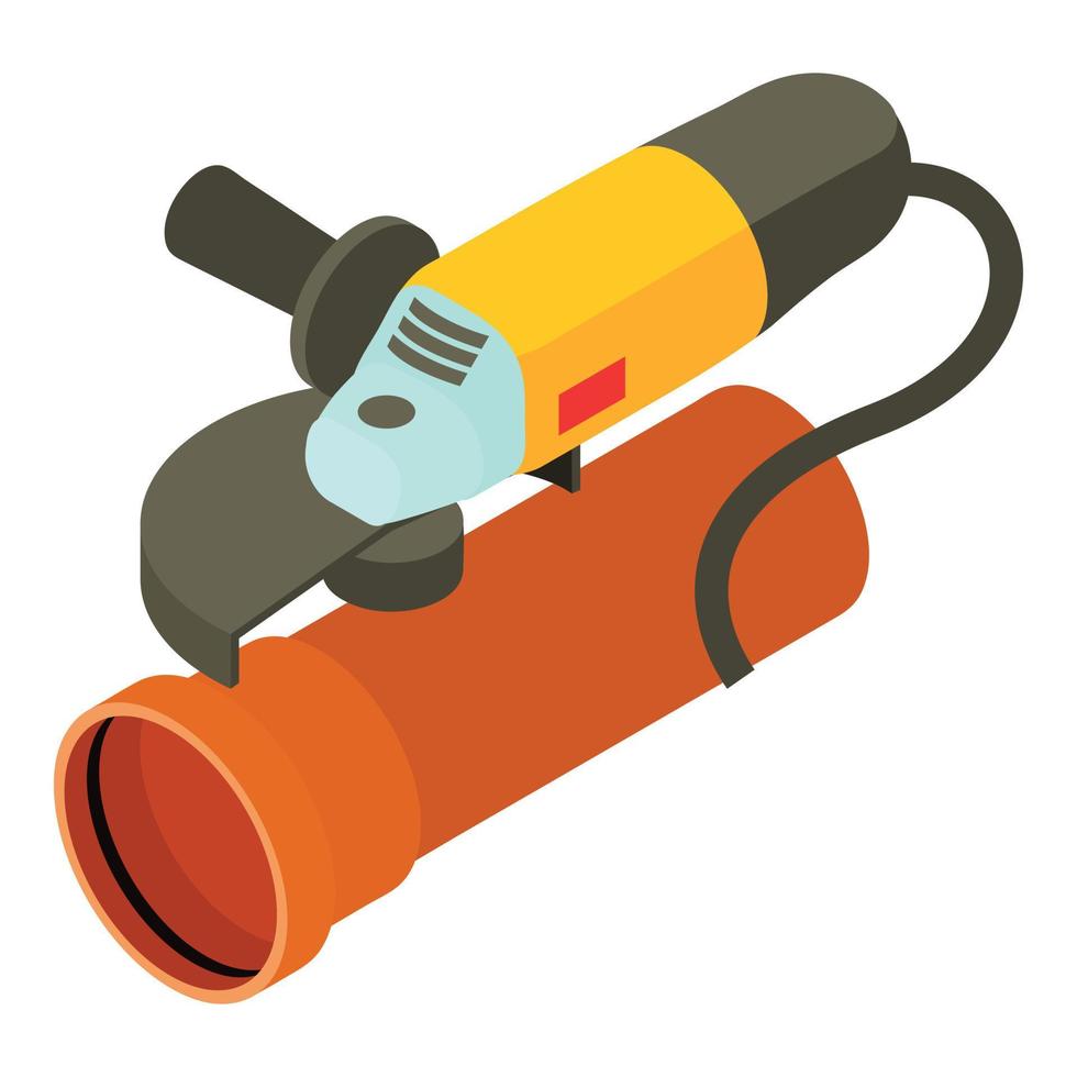 Electric equipment icon isometric vector. Electric sander and part of pipe icon vector