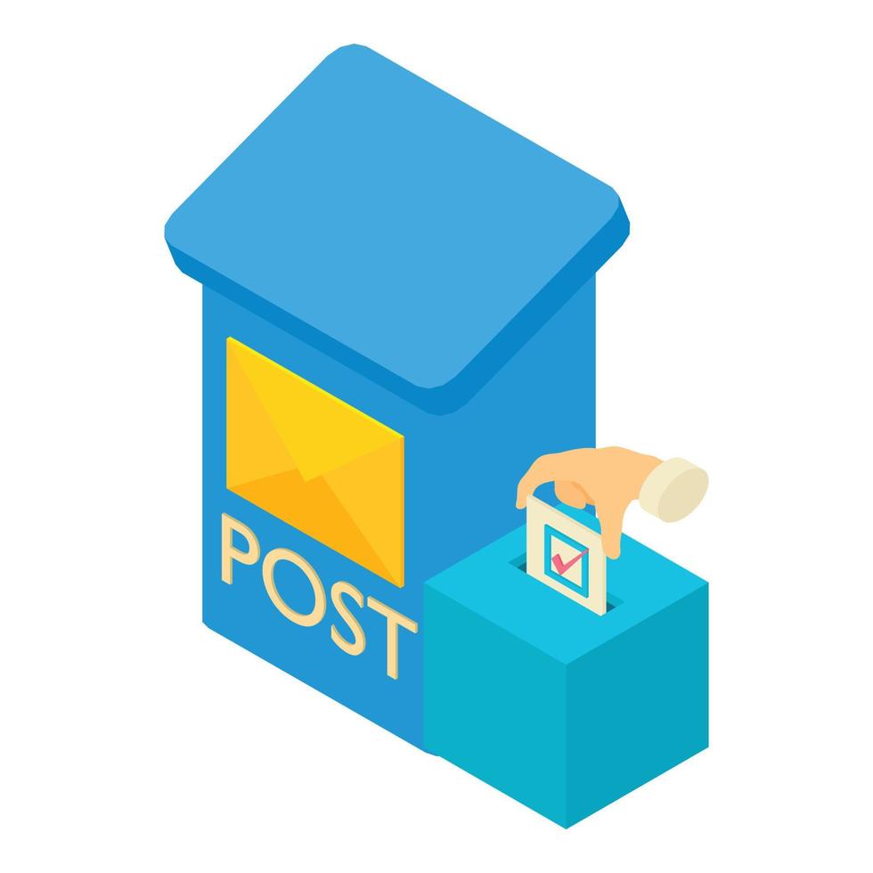 Mail voting icon isometric vector. Voting document in vote box and postbox icon vector