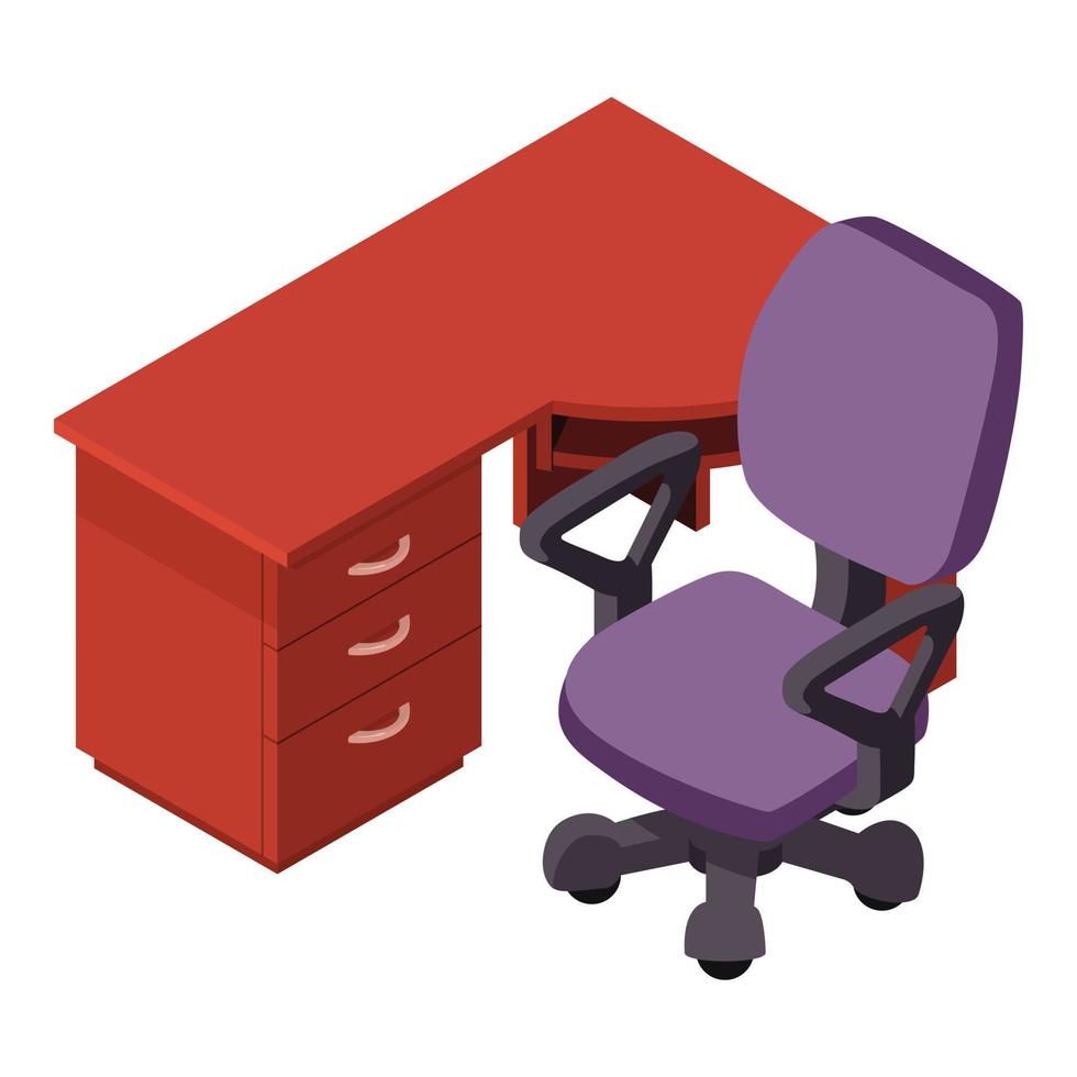 Business furniture icon isometric vector. Modern office table and chair icon vector