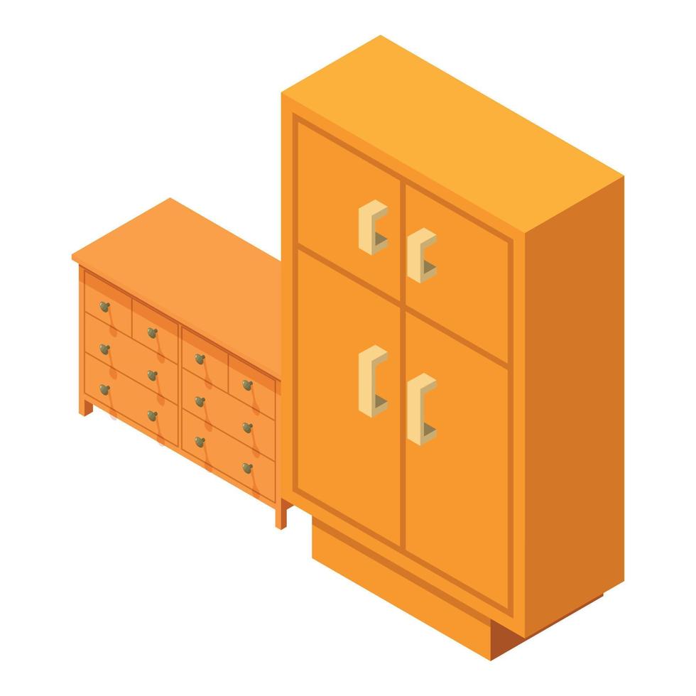 Wooden furniture icon isometric vector. New modern locker for changing room icon vector