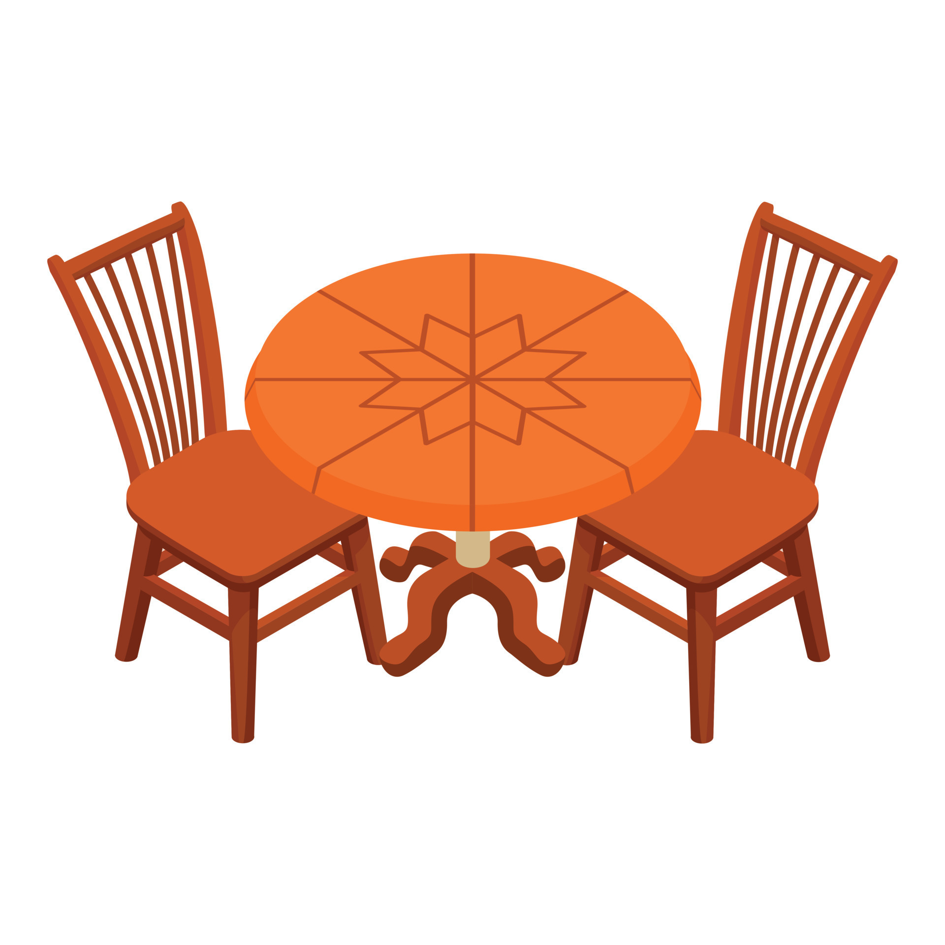 Dining furniture icon isometric vector. Wooden round dining table and chair icon 15229459 Vector