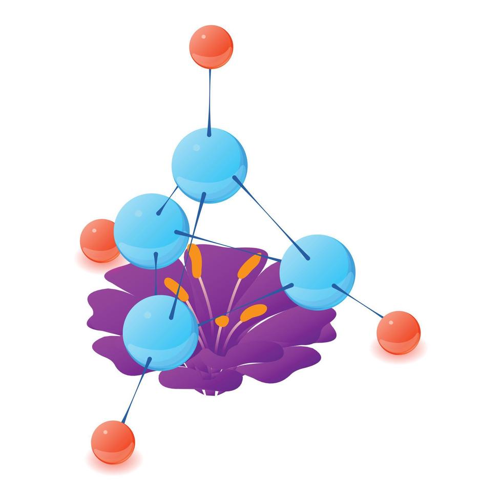 Violet flower icon isometric vector. Bloomed violet flower multicolored molecule vector