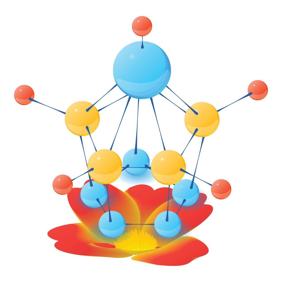 Camellia flower icon isometric vector. Bloomed red flower multicolored molecule vector