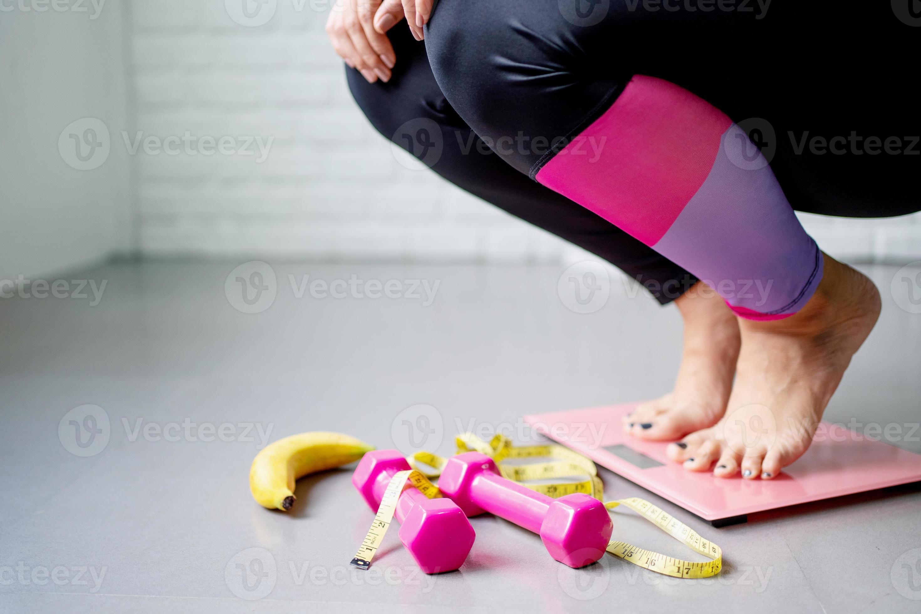 Unsuccessful Slimming Shocked Asian Fat Woman Standing On Weight Unsuccessful Slimming Shocked Asian Fat Woman Standing On Weight