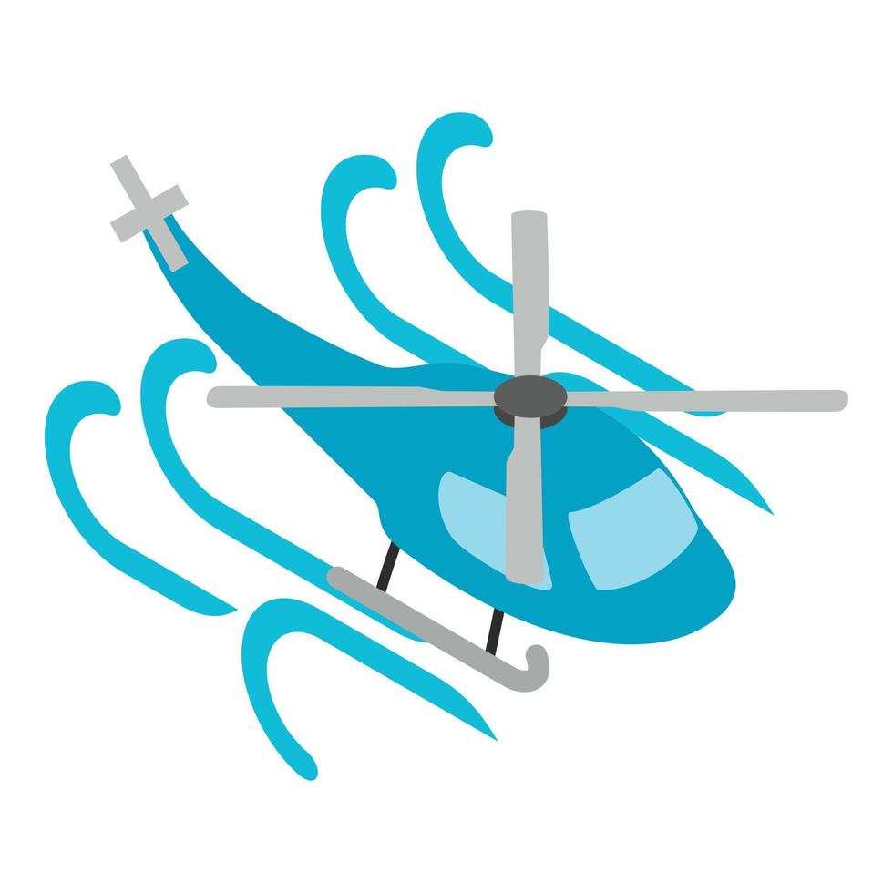 Helicopter icon isometric vector. Blue passenger helicopter flying in air flow vector
