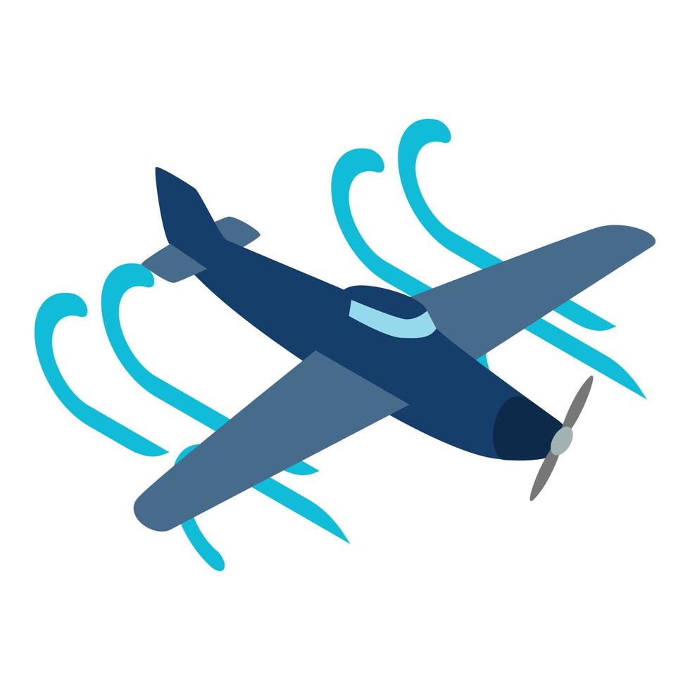 Military airplane icon isometric vector. Blue war plane flying in air flow icon vector