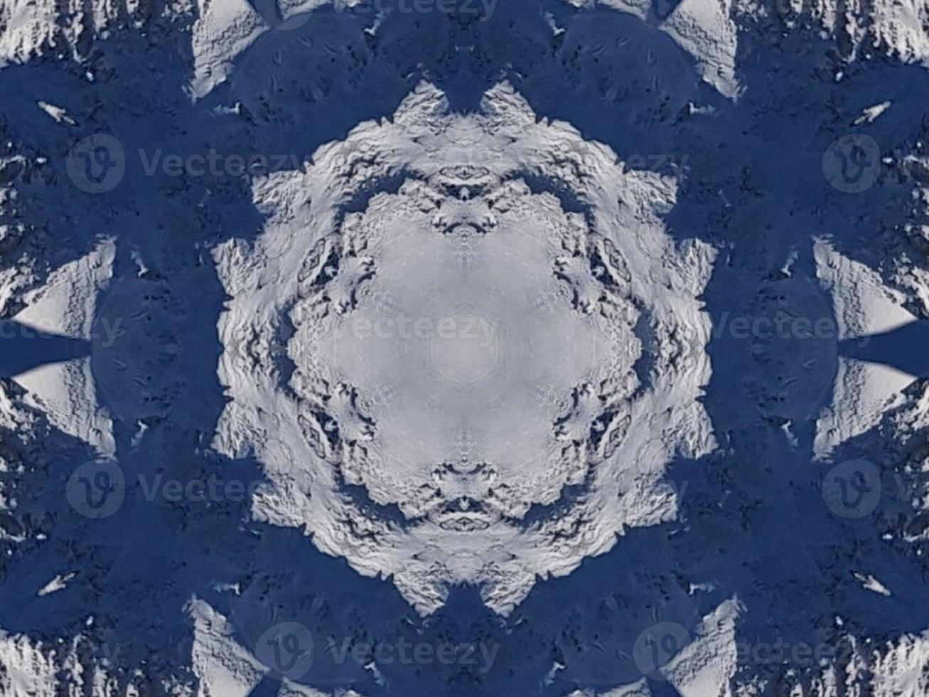 Dark blue sky floral abstract background kaleidoscope unique and aesthetic pattern photo