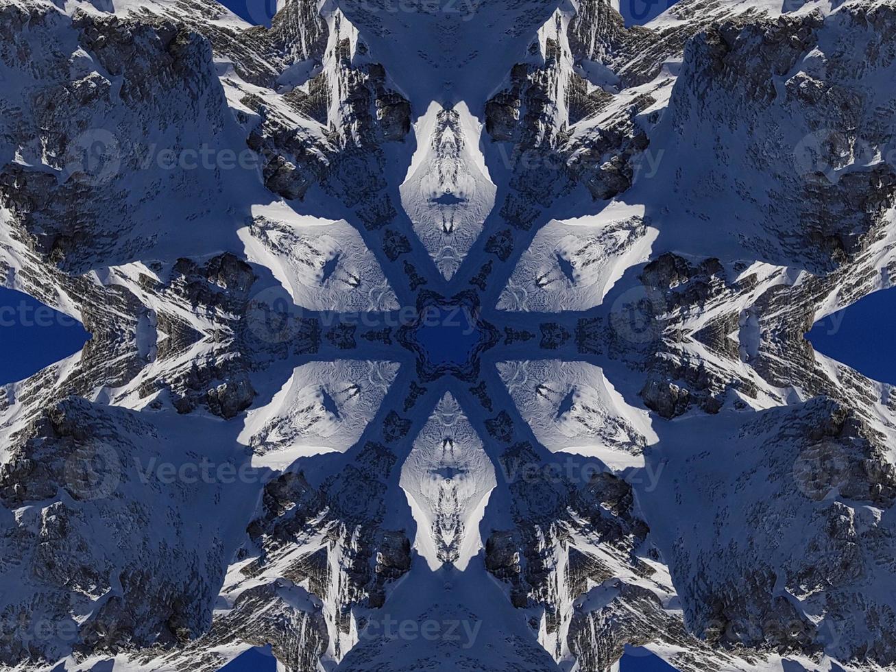 Dark blue sky floral abstract background kaleidoscope unique and aesthetic pattern photo