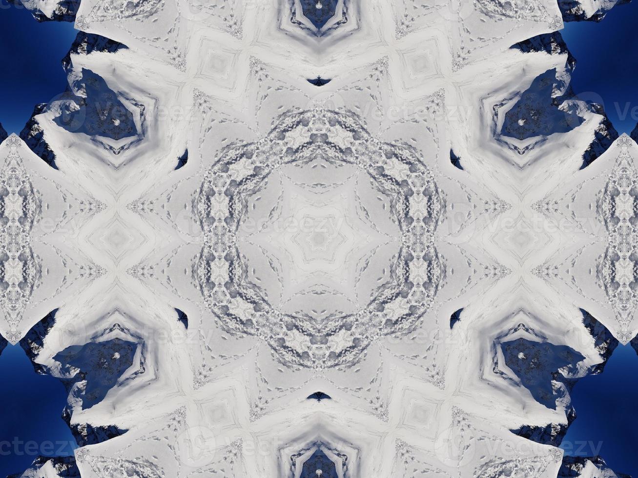 Dark blue sky floral abstract background kaleidoscope unique and aesthetic pattern photo