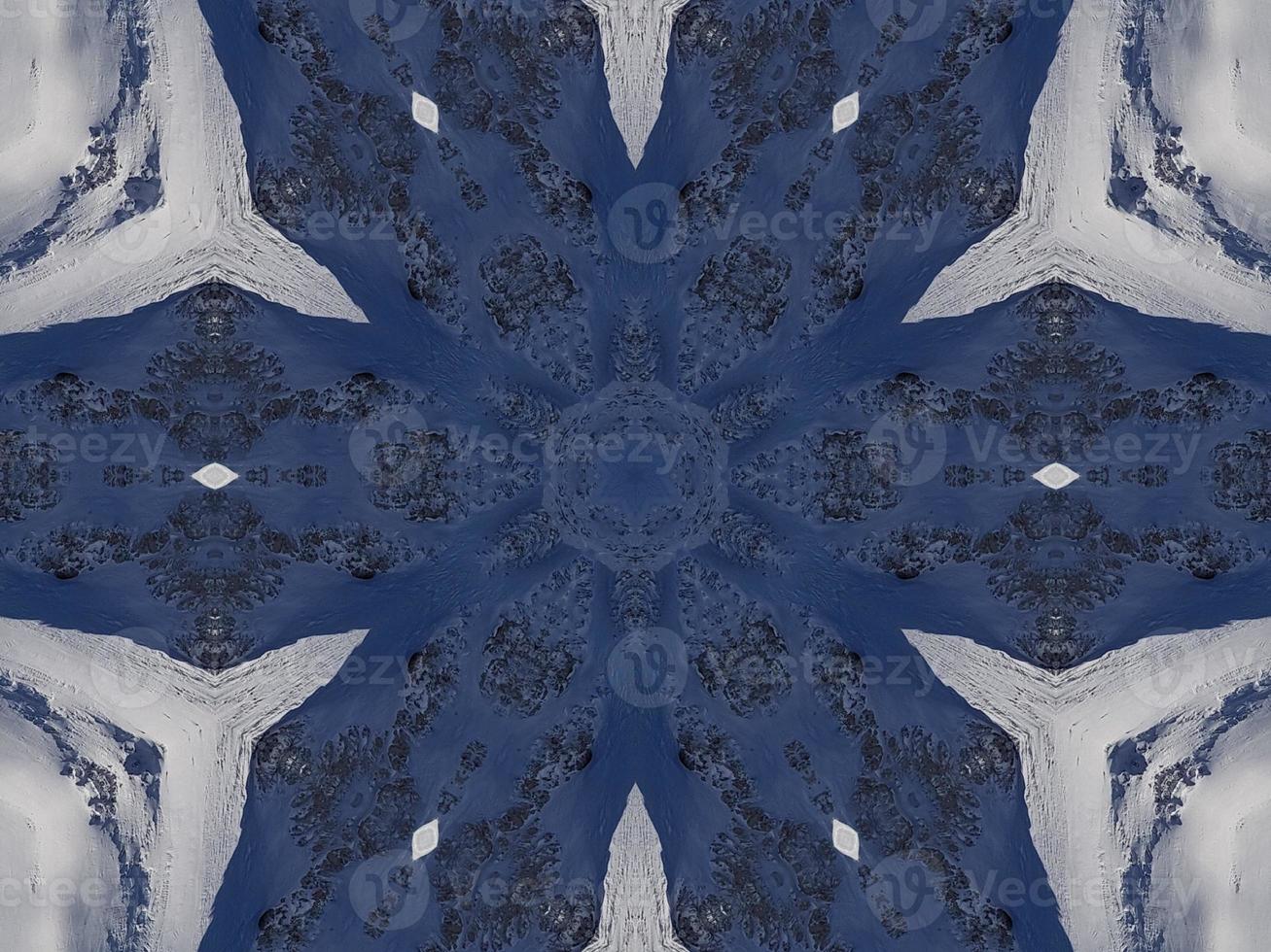 Dark blue sky floral abstract background kaleidoscope unique and aesthetic pattern photo