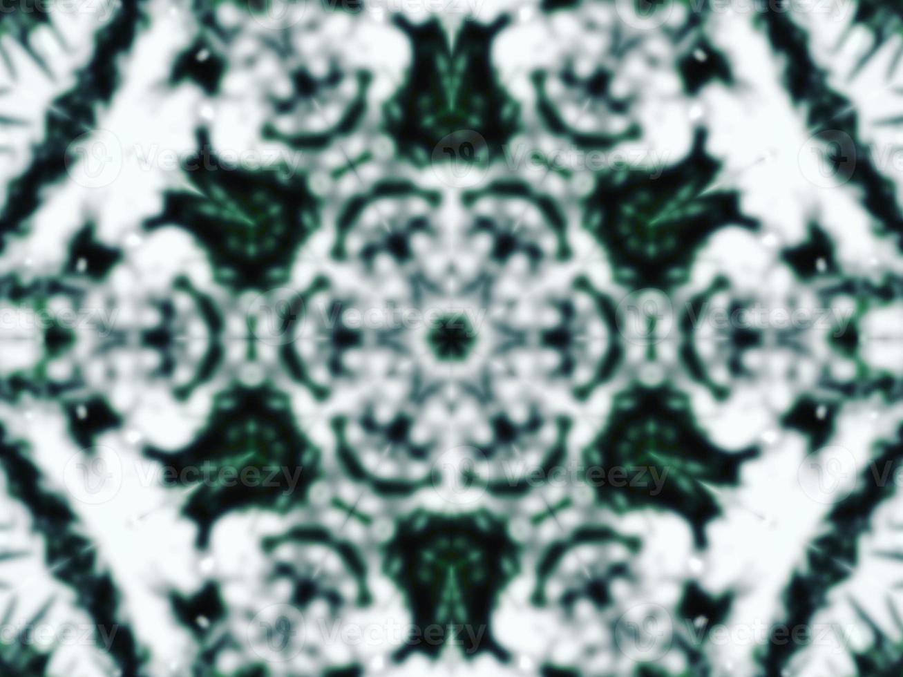 Blurry green leaves kaleidoscope background abstract flower and symmetric pattern for christmas vibes photo