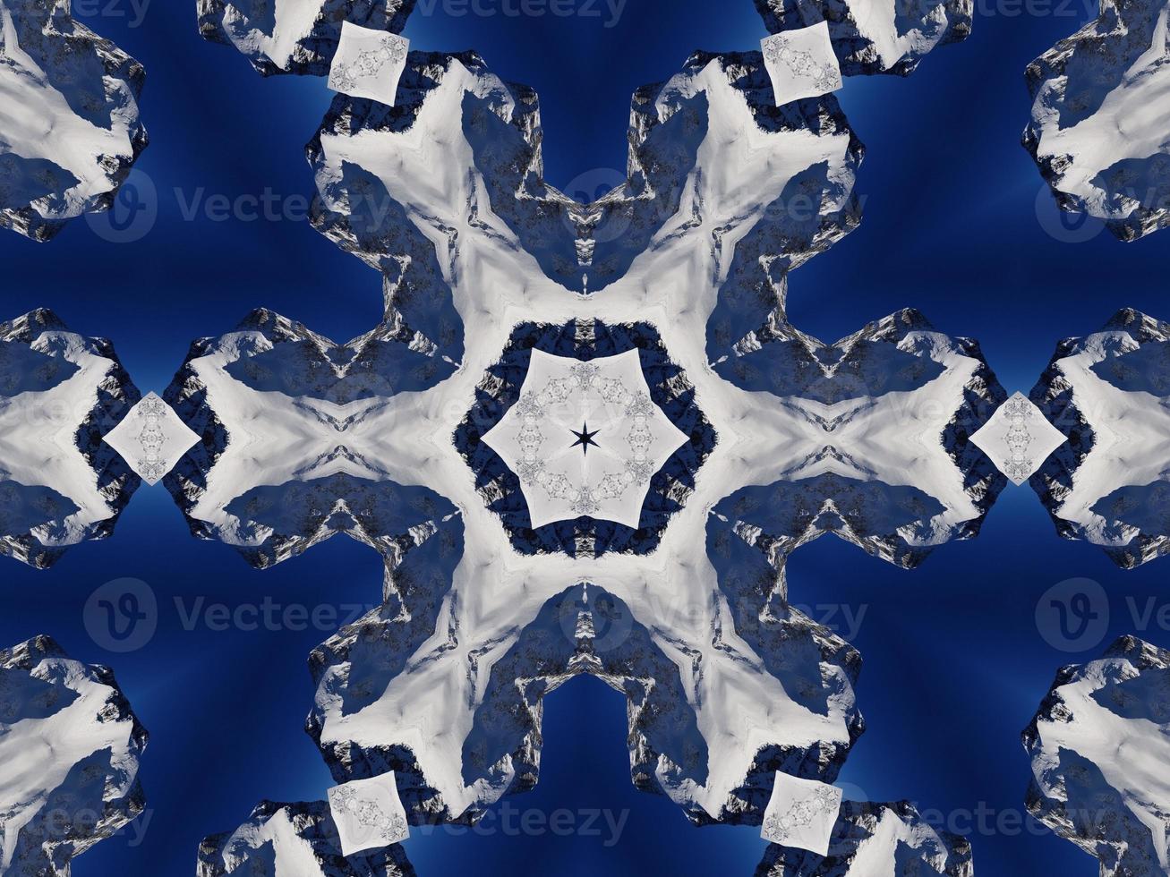 Dark blue sky floral abstract background kaleidoscope unique and aesthetic pattern photo